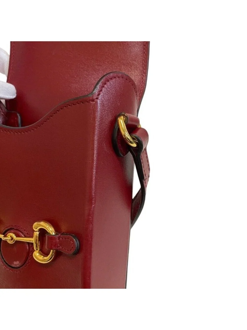 Gucci Horsebit Leather Shoulder Bag Red Crossbody Compact